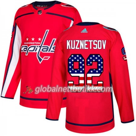 Washington Capitals Hockeydrakt Evgeny Kuznetsov 92 2017-2018 USA Flag Fashion Svart Adidas Authentic - Herre